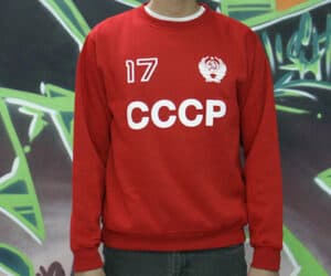 sudadera basica cccp roja blanca 17 urss revolucion comunista futbol deportes