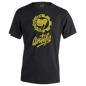 camiseta antifa negra dorada